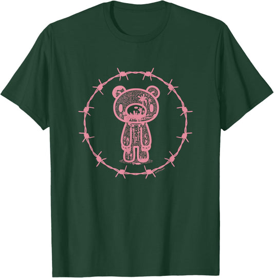 Gloomy Bear The Naughty Grizzly Barbed Wire Circle Halloween T-Shirt - T-Shirt | Forest