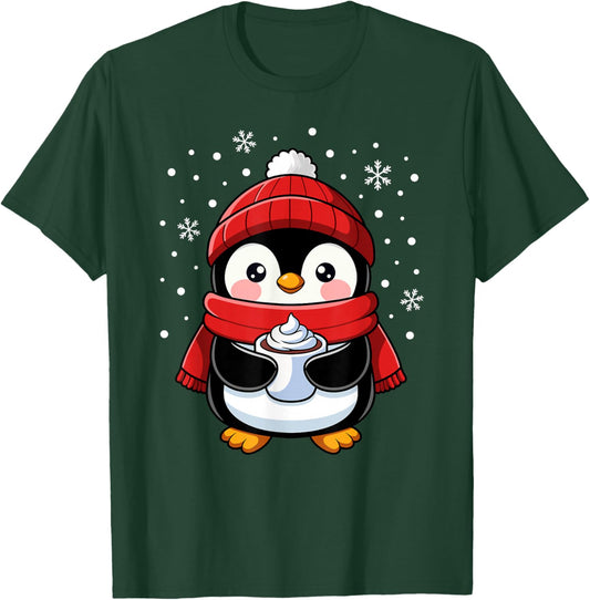 Penguin Christmas Hot Cocoa Winter Toddler Girl Boy Women T-Shirt - T-Shirt | Forest