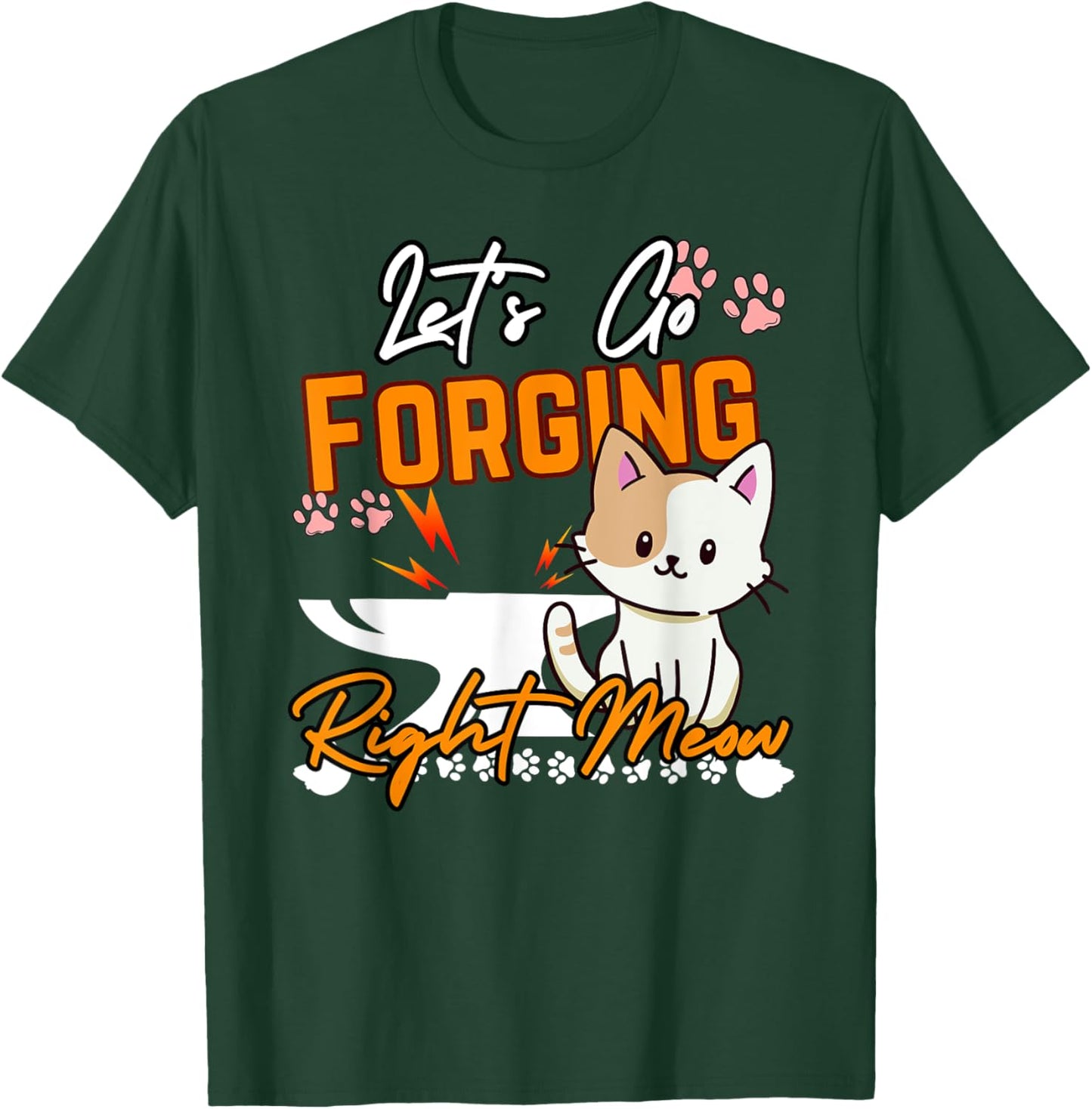 Blacksmithing Cats Right Meow Cat Forge & Forging Blacksmith Women Kids T-Shirt - T-Shirt | Forest