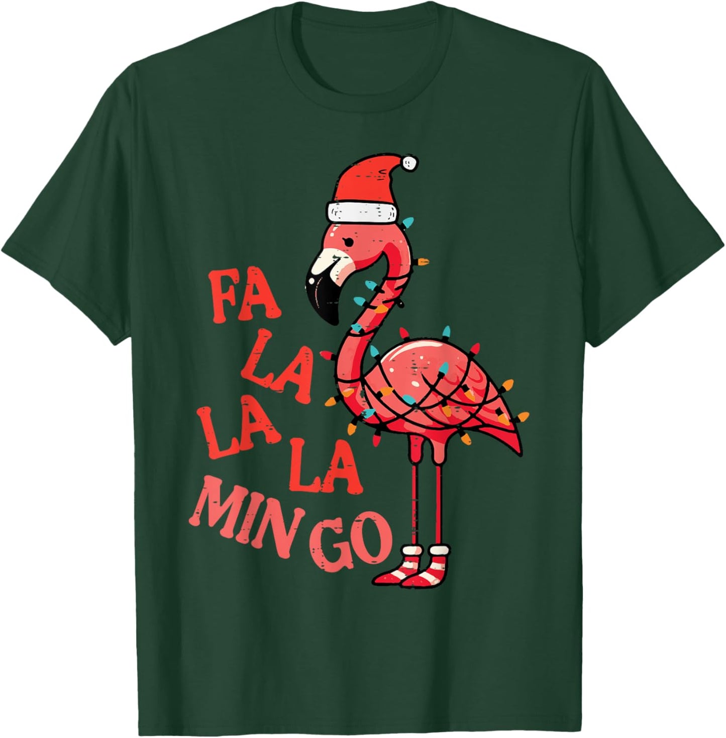 Christmas Flamingo Fa La La Mingo Funny Xmas Women Men Kids T-Shirt - T-Shirt | Forest