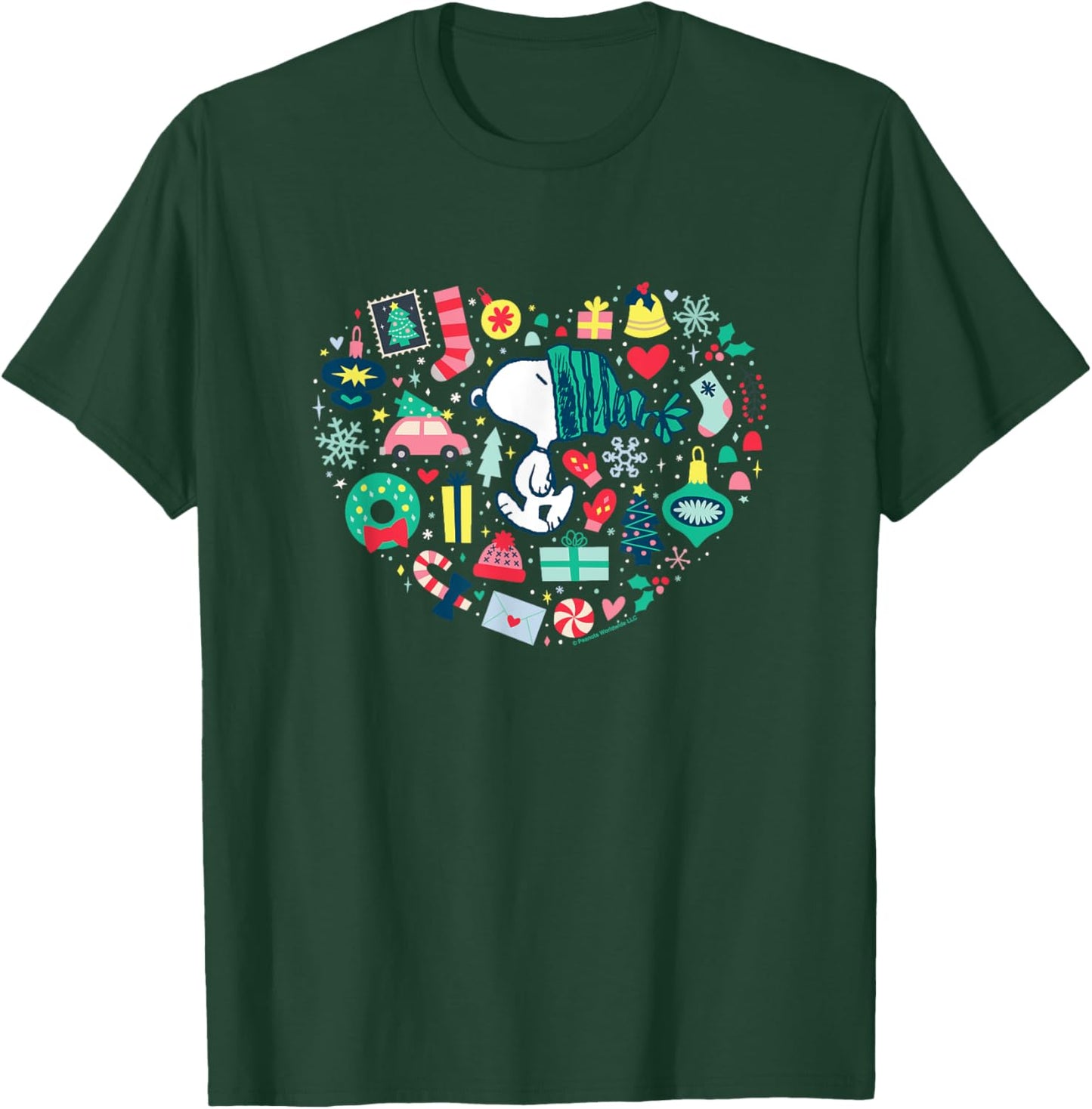 Peanuts Christmas Snoopy Xmas Love Heart T-Shirt - T-Shirt | Forest