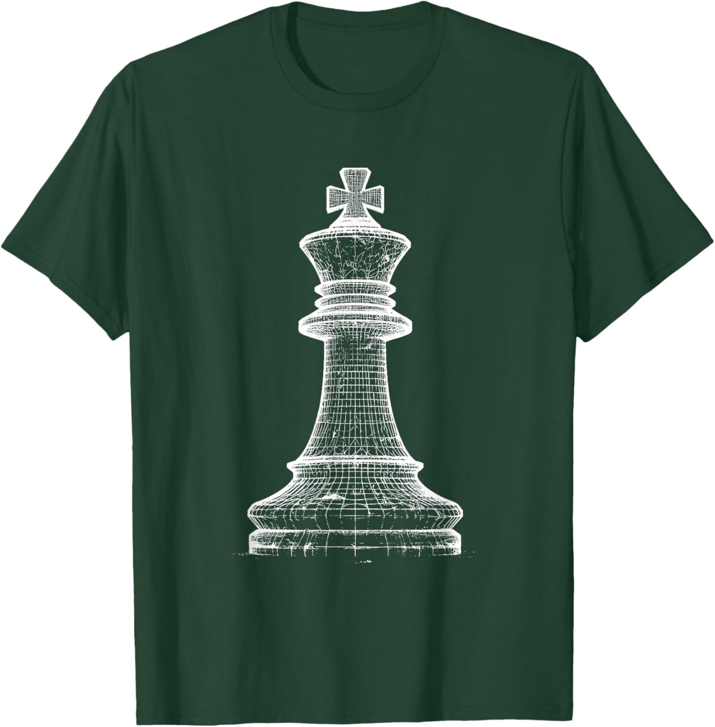 King Chess Figure 3D Wireframe - Vintage Chess Game Lover T-Shirt - T-Shirt | Forest