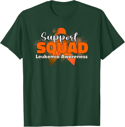 Support Squads Orange Ribbon Leukemia Cancer Awareness T-Shirt - T-Shirt | Forest