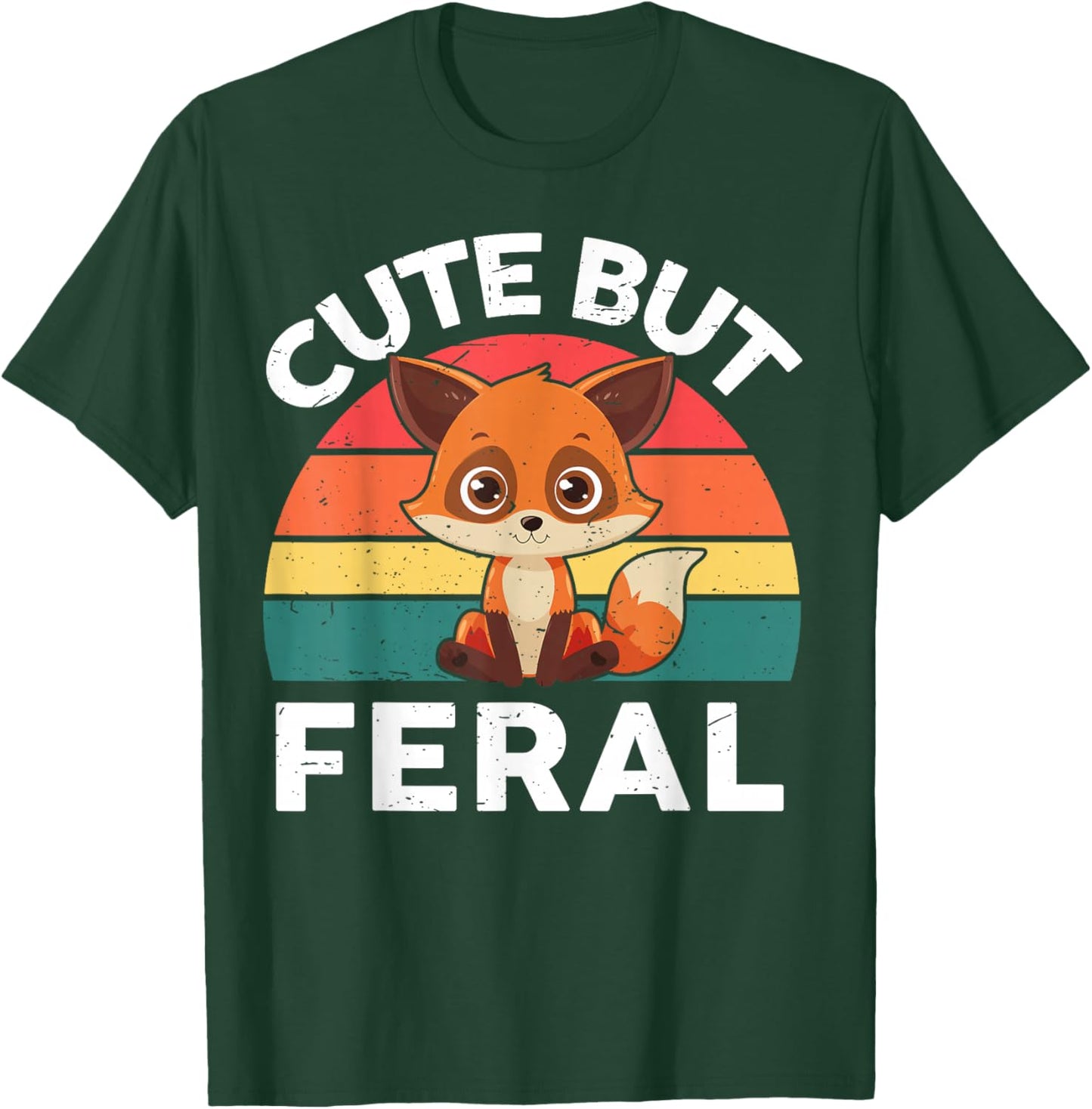 Retro Cute But Feral Funny Fox-Shirt Toddler Boy Girl Kids T-Shirt - T-Shirt | Forest