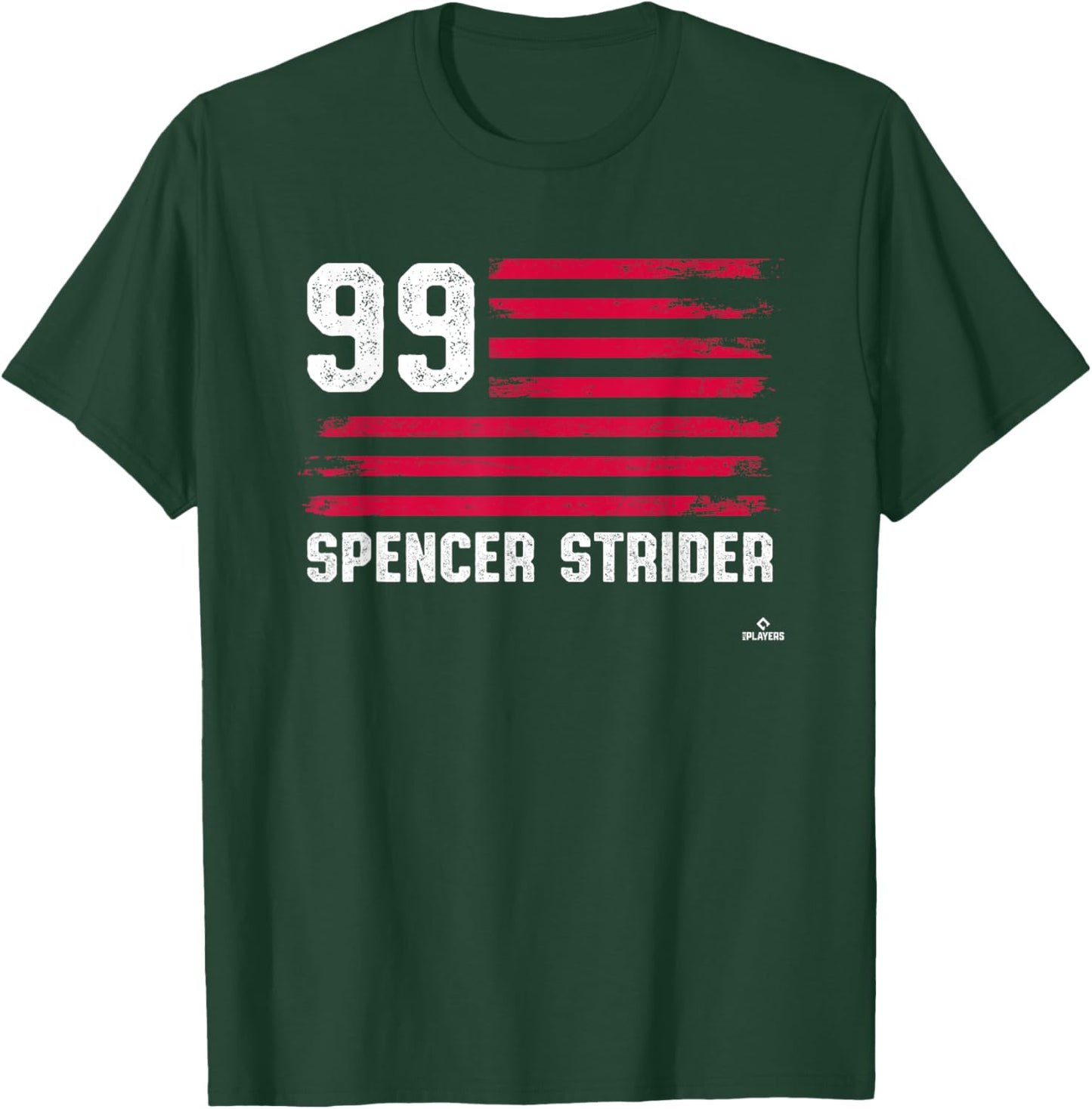 Flag Stripes Spencer Strider Atlanta Baseball MLBPA T-Shirt - T-Shirt | Forest