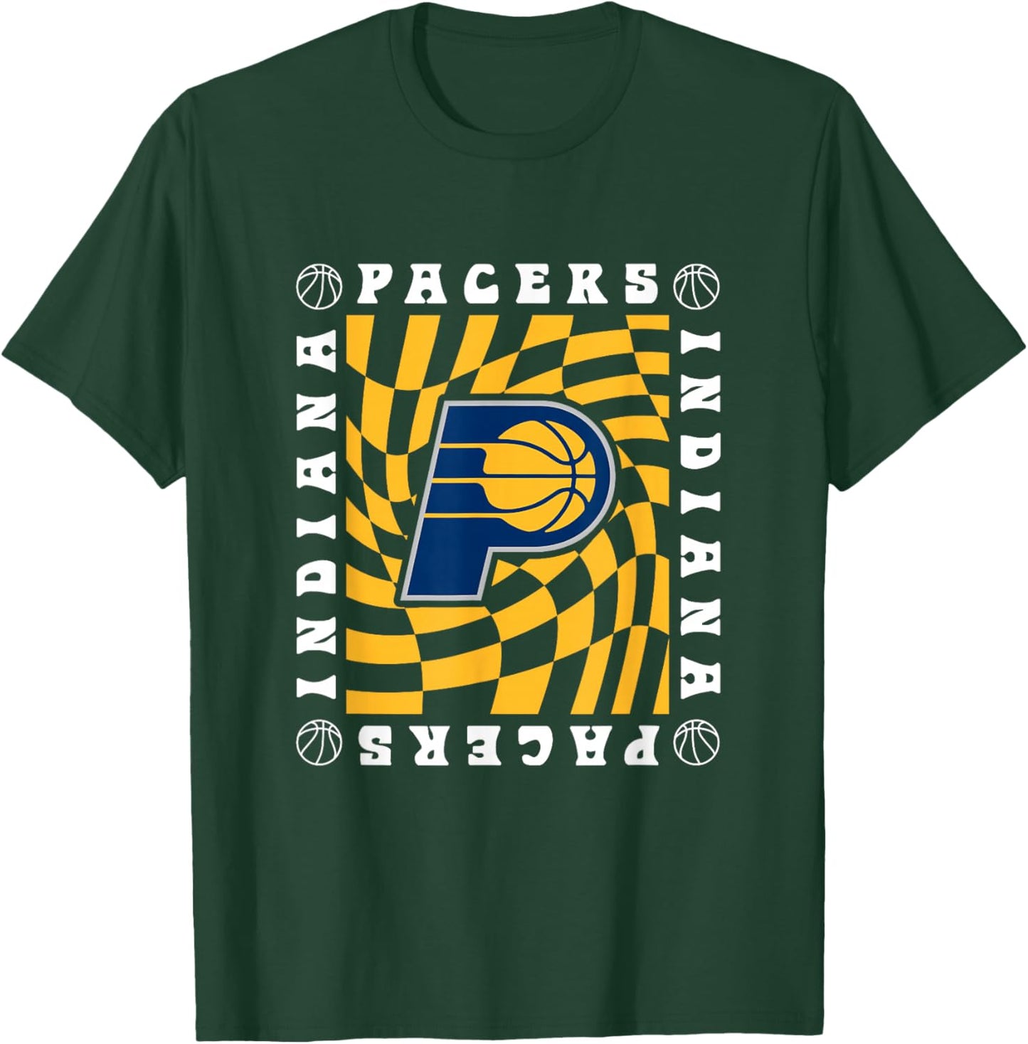 NBA Indiana Pacers Retro Checkerboard Wave T-Shirt - T-Shirt | Forest