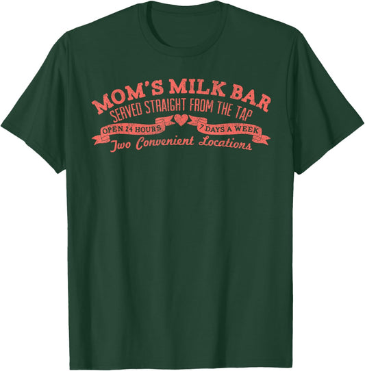Breastfeeding Mama Moms Milk Bar Nursing Retro Style Mommy T-Shirt - T-Shirt | Forest