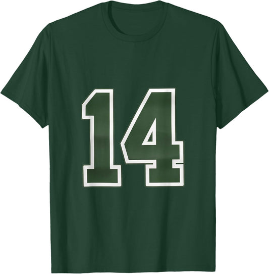 Number #14 Sport Green Number T-Shirt - T-Shirt | Forest
