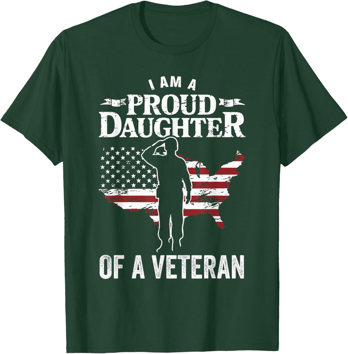 Proud Daughter Of A Veteran Veterans Day Patriotic Girls T-Shirt - T-Shirt | Forest