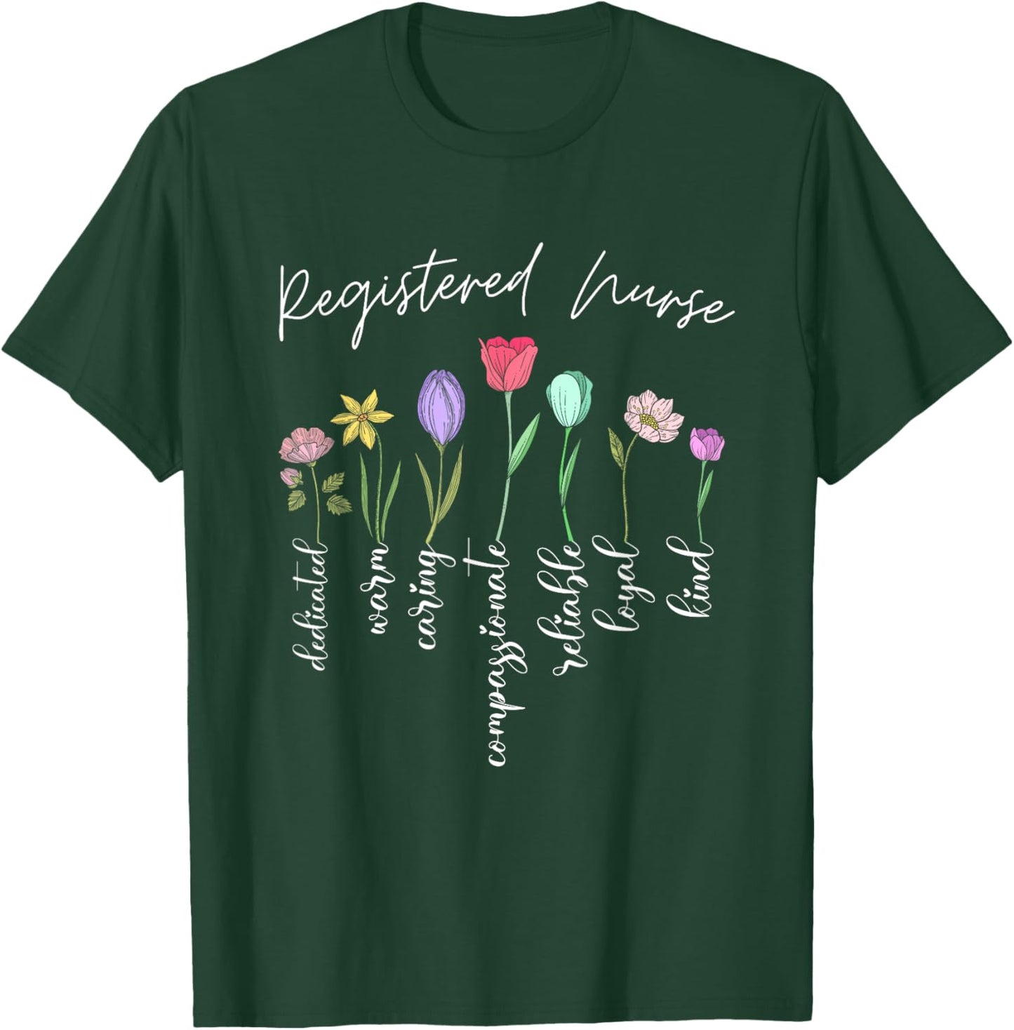 Registered nurse for girls women flowers RN floral T-Shirt - T-Shirt | Forest