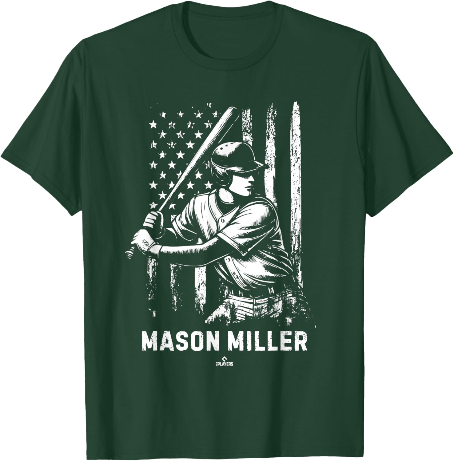Player Illustration Flag Mason Miller Prospect Baseball Fan T-Shirt - T-Shirt | Forest