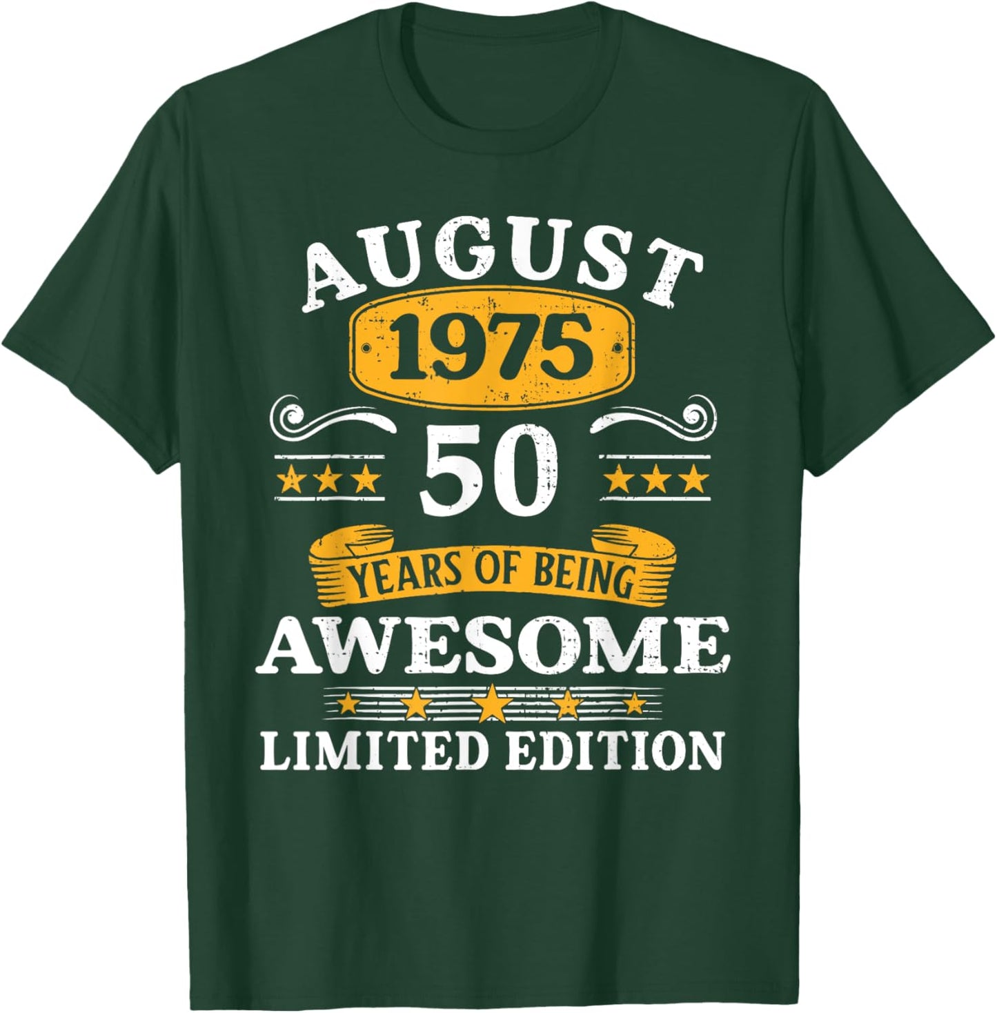 50 Years Old Awesome Since August 1975 50th Birthday Gifts T-Shirt - T-Shirt | Forest