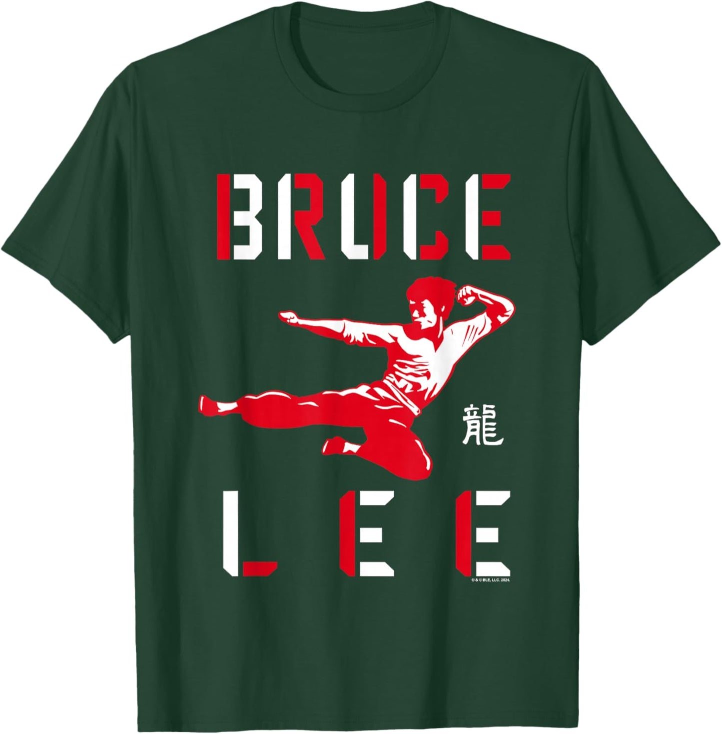 Bruce Lee Flying Kick Shadowed Face Shot T-Shirt - T-Shirt | Forest