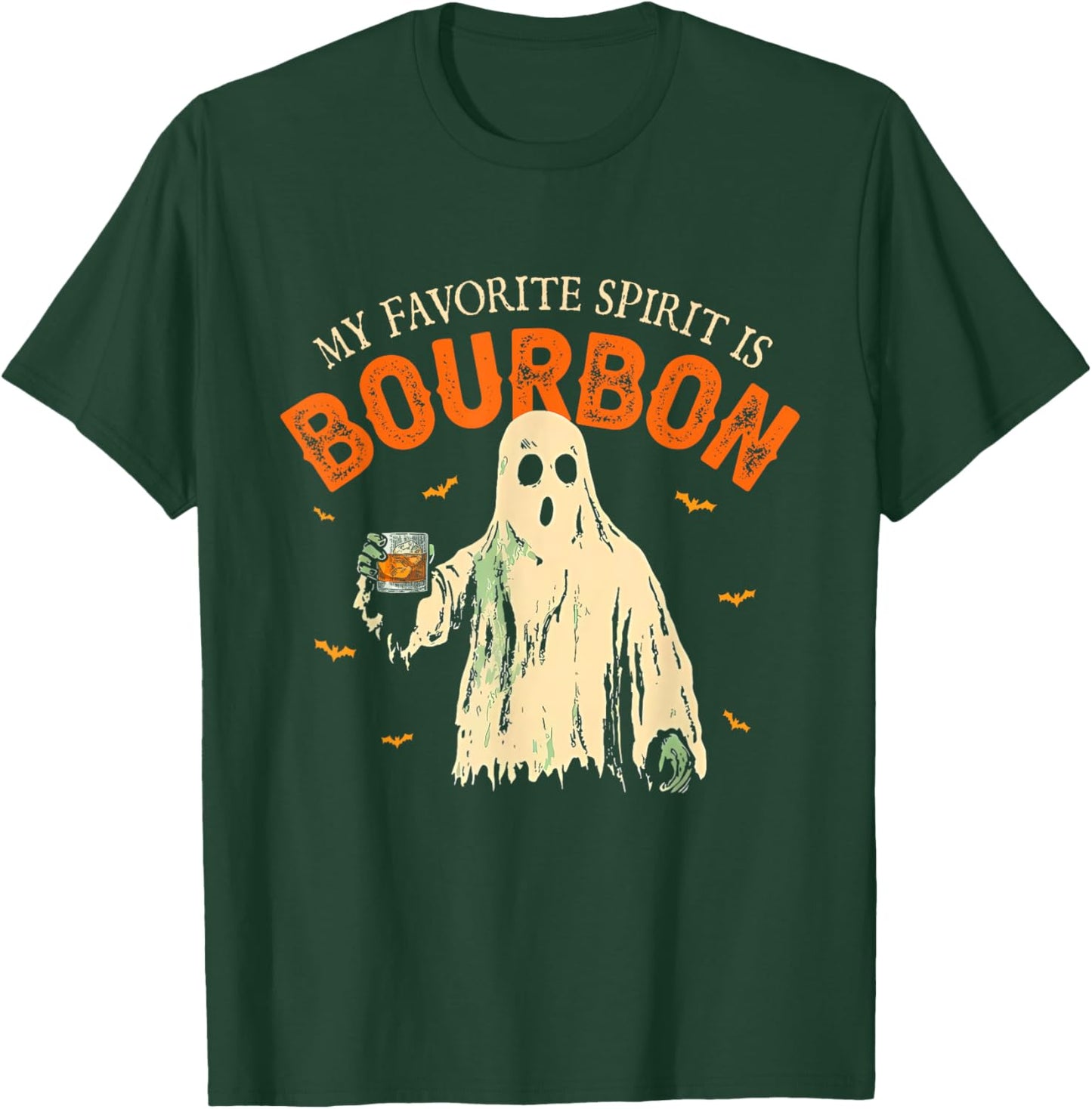 My Favorite Spirit Is Bourbon Funny Ghost Halloween Costume T-Shirt - T-Shirt | Forest