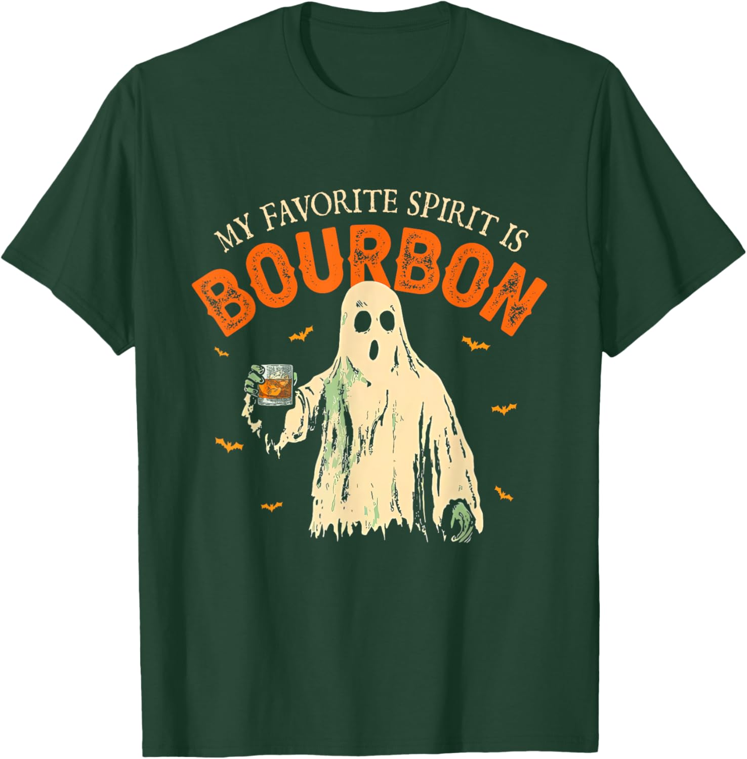 My Favorite Spirit Is Bourbon Funny Ghost Halloween Costume T-Shirt - T-Shirt | Forest