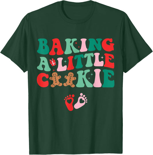Baking A Little Cookie Cute Christmas Pregnancy Announcement T-Shirt - T-Shirt | Forest