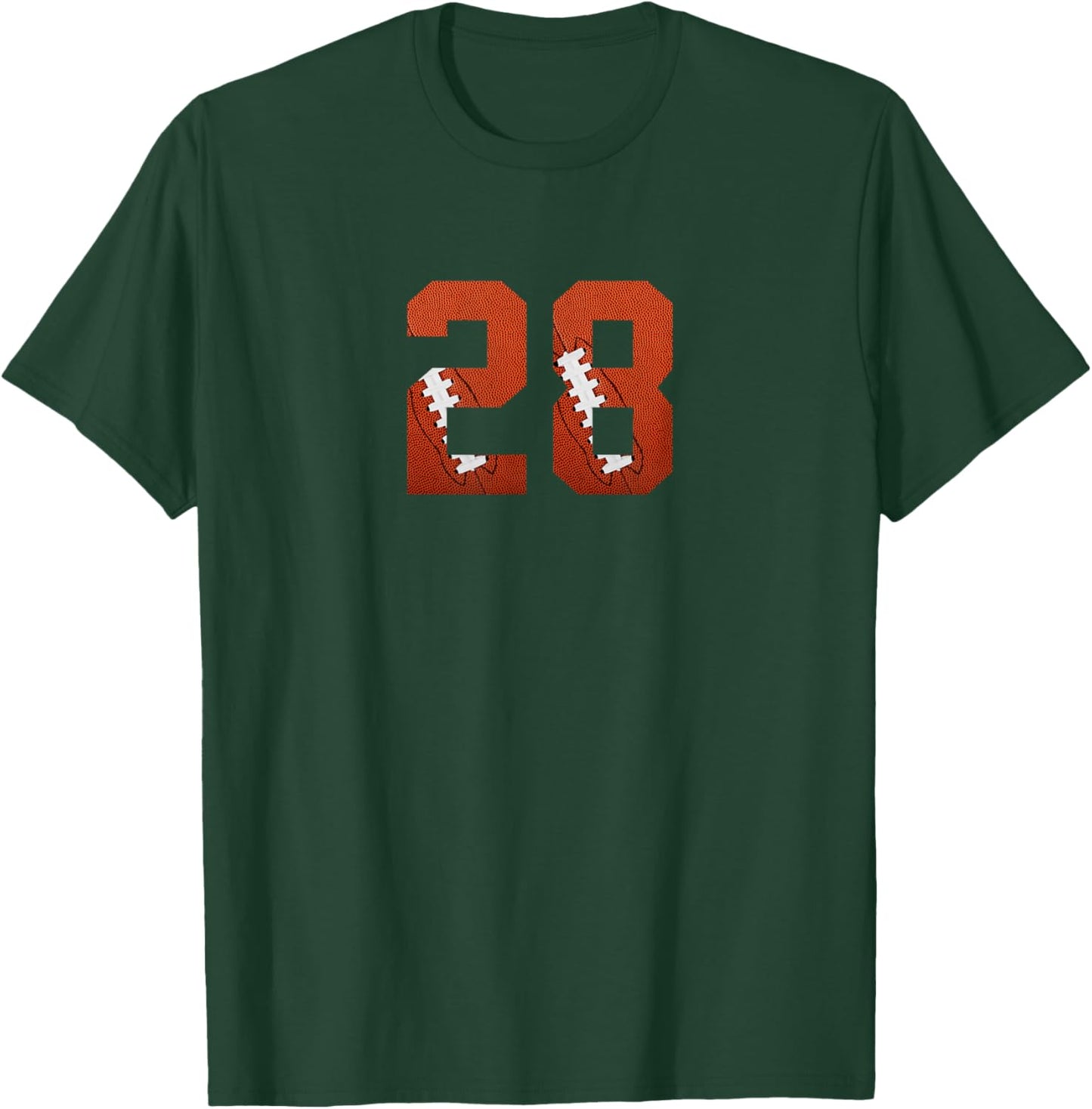 Number 28 - Minimalist American Football Jersey Numbered T-Shirt - T-Shirt | Forest
