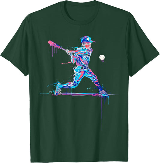 Boys Baseball Player Baseball Drip For Boys Ice Cream T-Shirt - T-Shirt | Forest