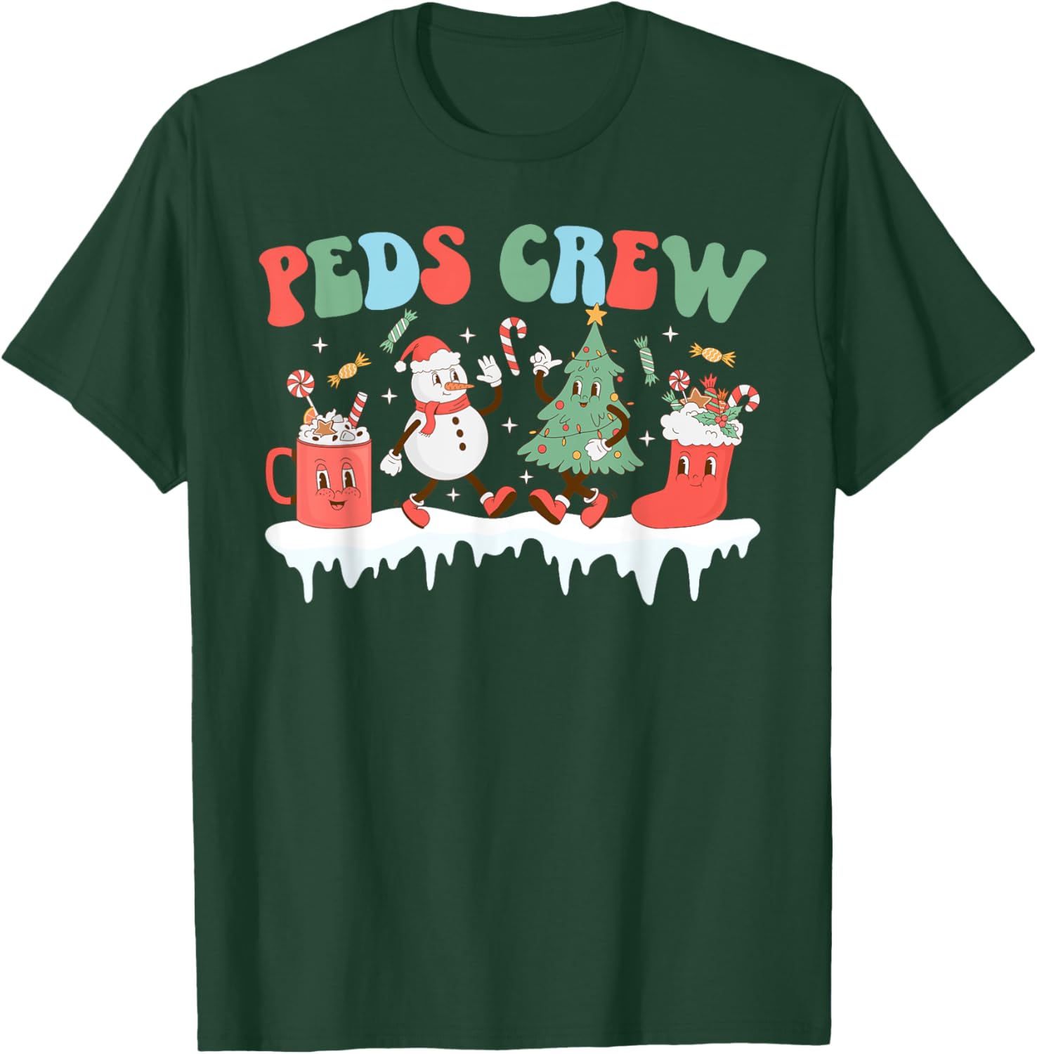 Peds Crew Christmas Peds Nurse Xmas Pediatric Nurse Team T-Shirt - T-Shirt | Forest