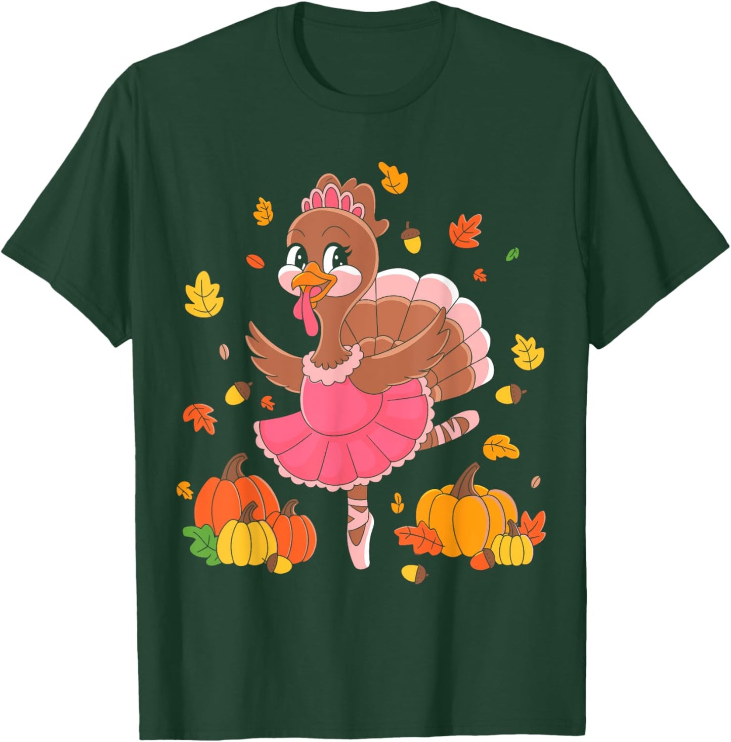 Turkey Dancing Ballet Lover Dancer Thanksgiving For Girls T-Shirt - T-Shirt | Forest