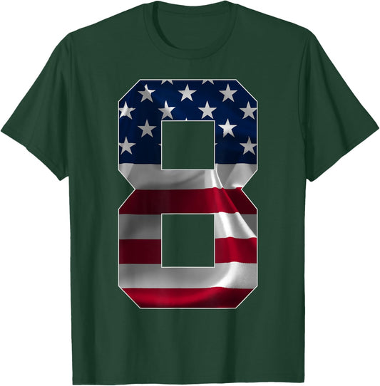 Number 8 Years Old Usa 8th Birthday T-Shirt - T-Shirt | Forest