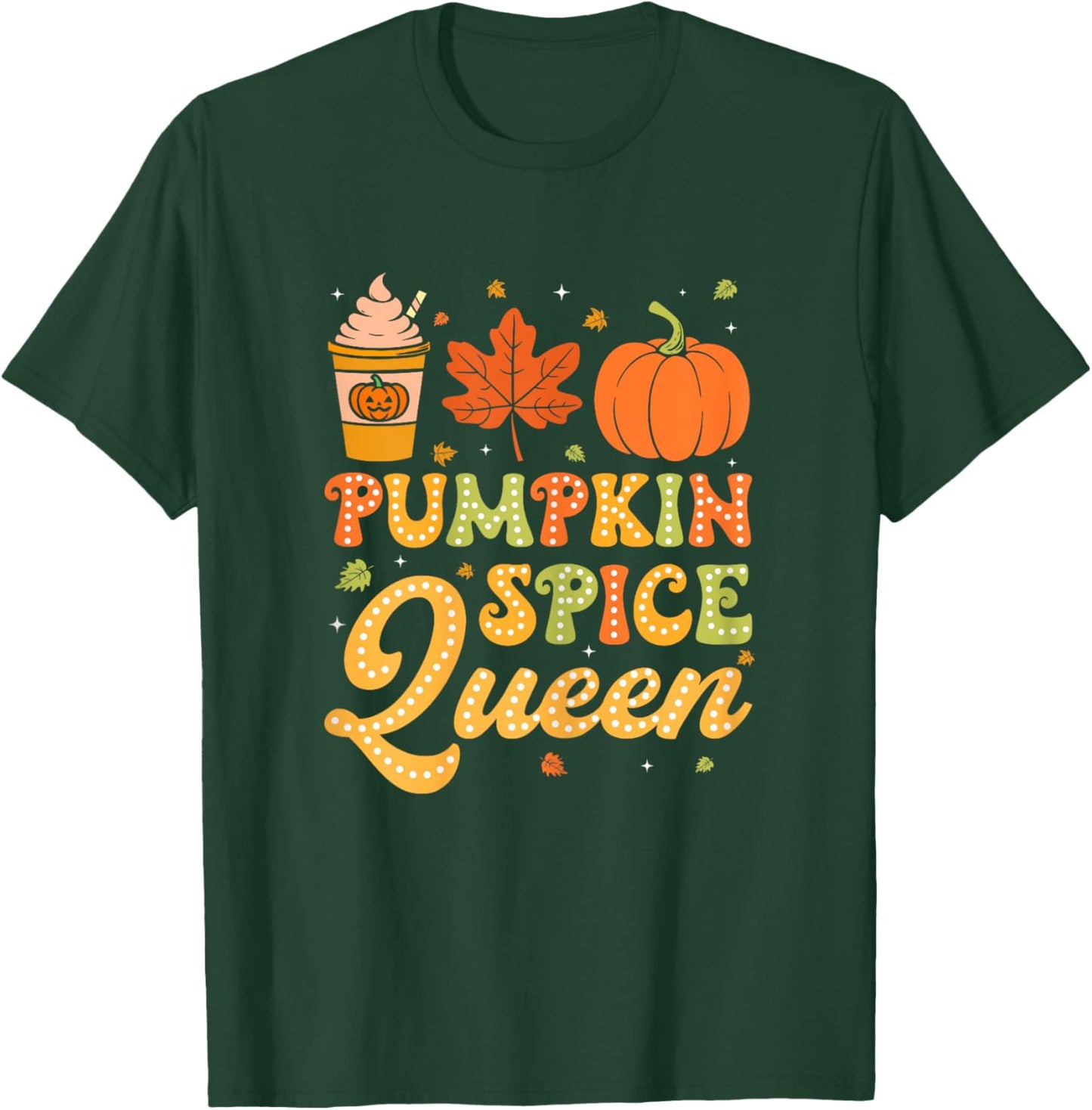 Groovy Pumpkin Spice Queen Halloween Thanksgiving Fall Girls T-Shirt - T-Shirt | Forest