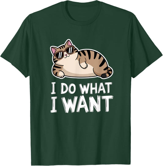 Cute I Do What I Want Funny Sleeping Fat Cat Lover Introvert T-Shirt - T-Shirt | Forest