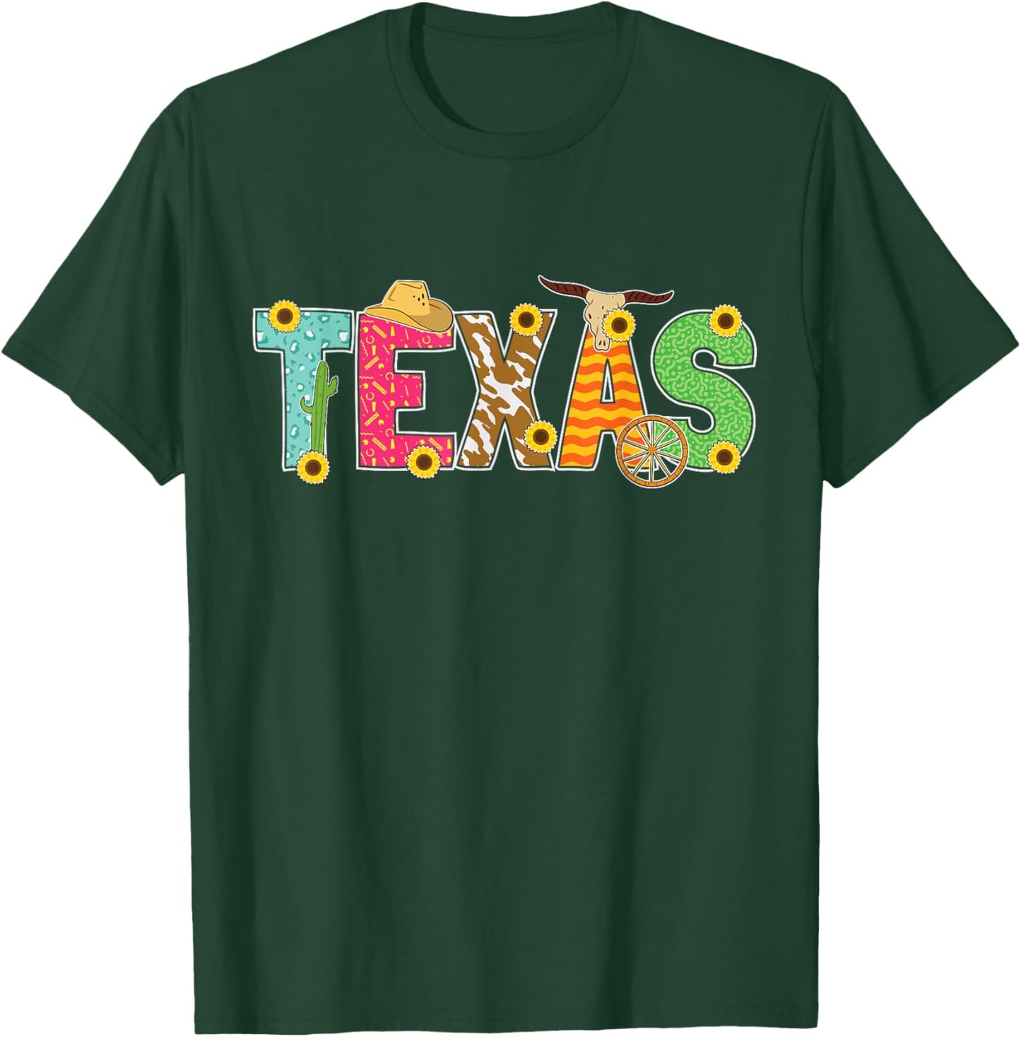 Texas Gift Cool Cactus Proud Texas Gift Western Bull Riding T-Shirt - T-Shirt | Forest