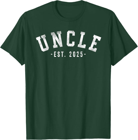 Uncle 2025 Uncle To Be New Uncle Gifts Classic Bold Font T-Shirt - T-Shirt | Forest