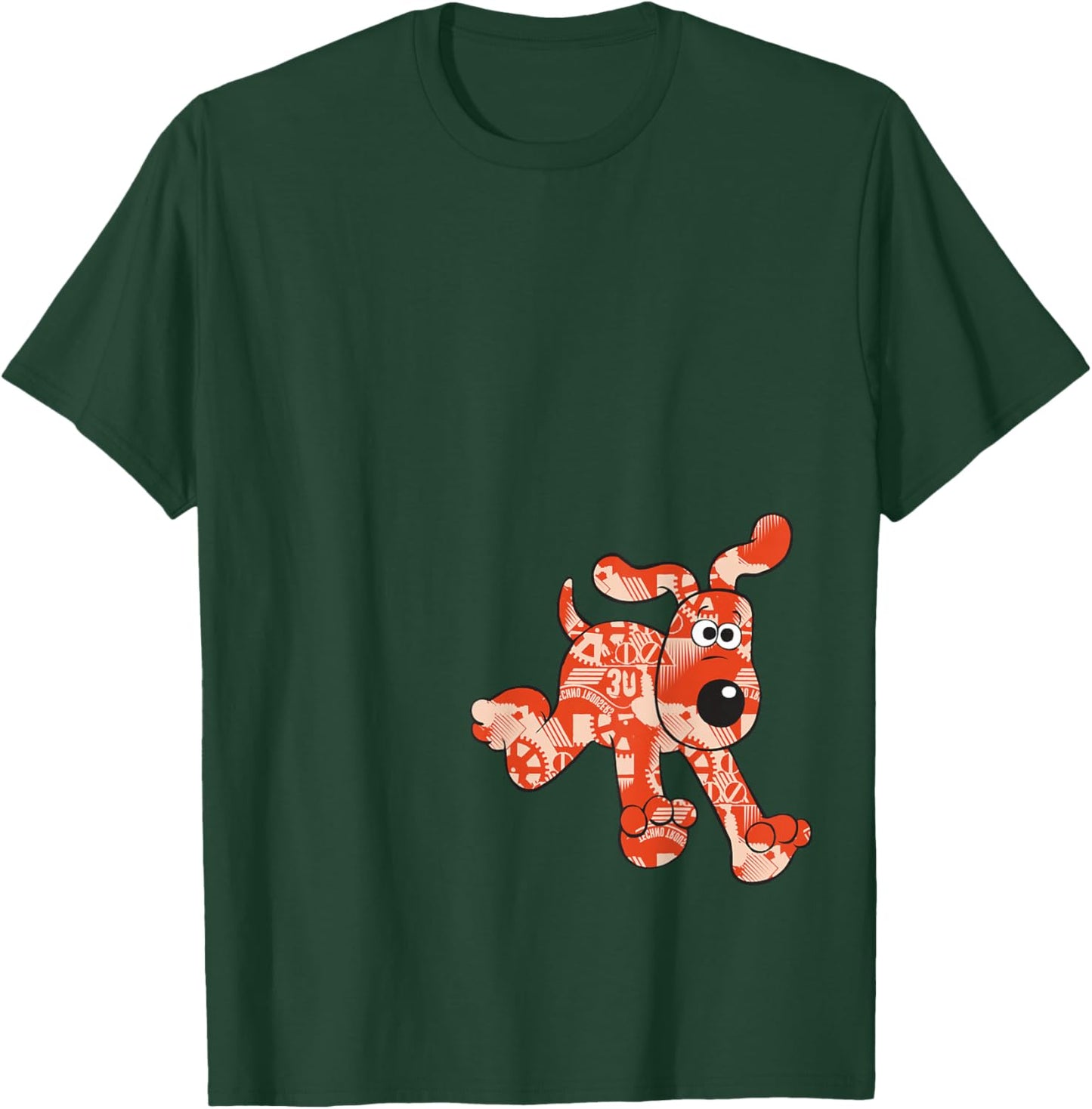Wallace & Gromit Gromit Gears Logo , -Adults, Black, Small, Short Sleeve, Cotton Blend, Classic Fit, Pull On, , Plain Back T-Shirt - T-Shirt | Forest