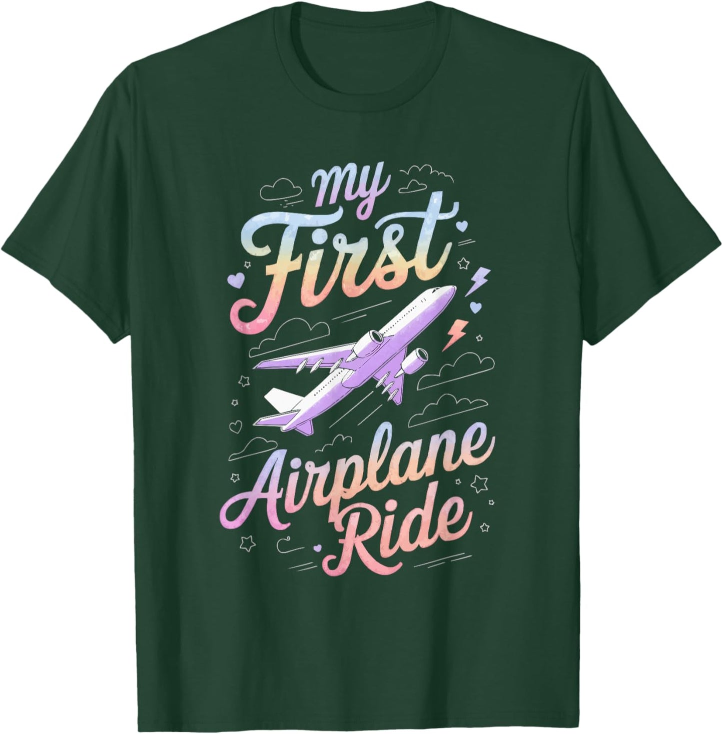 My First Plane Ride First Time Flyer Travel Airplane T-Shirt - T-Shirt | Forest