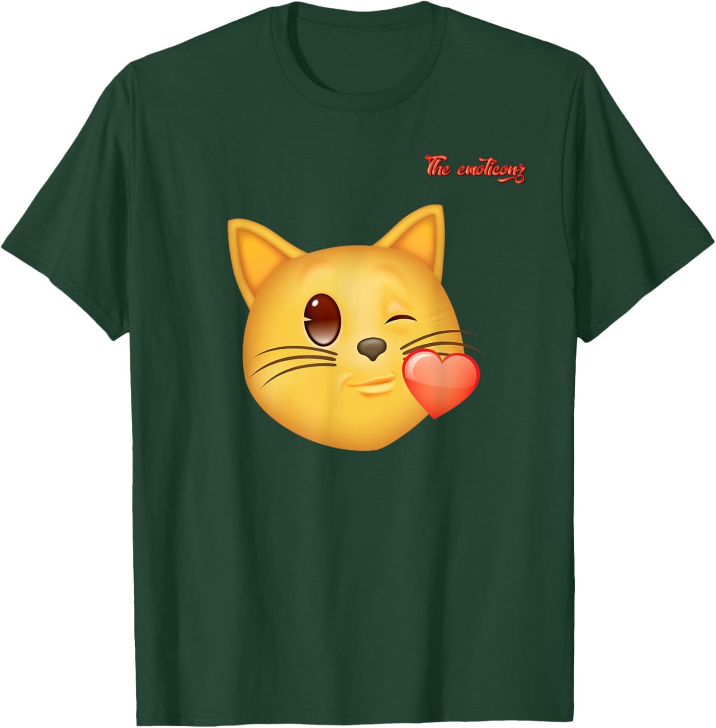 Emoji Winking Kissing Heart Cat Face T-Shirt - T-Shirt | Forest