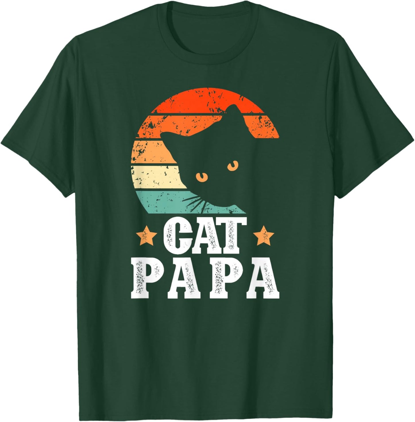 Cat Papa Retro Cat Lover Papa Cat Papa Grandpa T-Shirt - T-Shirt | Forest