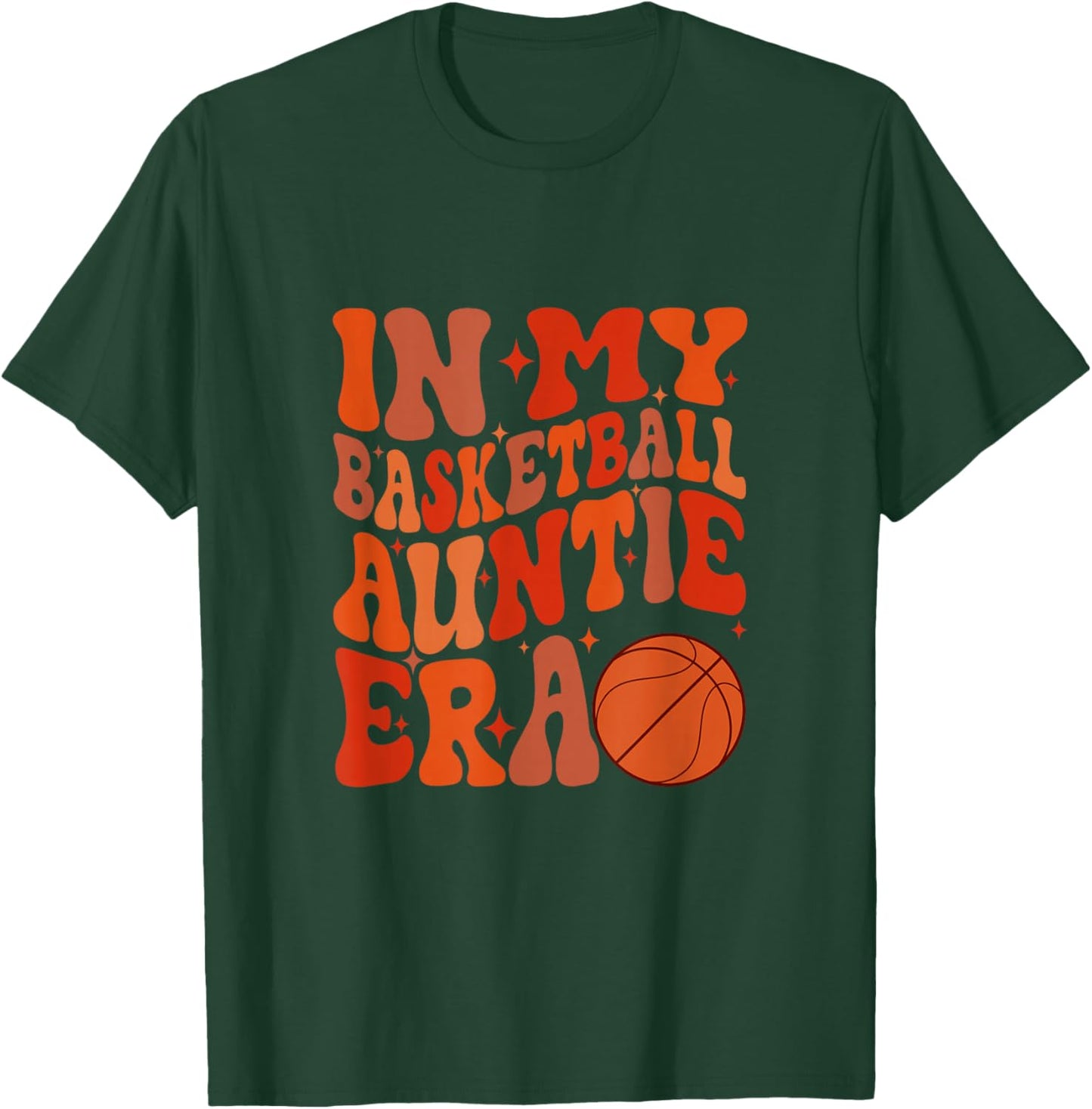 Black Basketball Auntie Groovy Vintage Basketball Auntie T-Shirt - T-Shirt | Forest