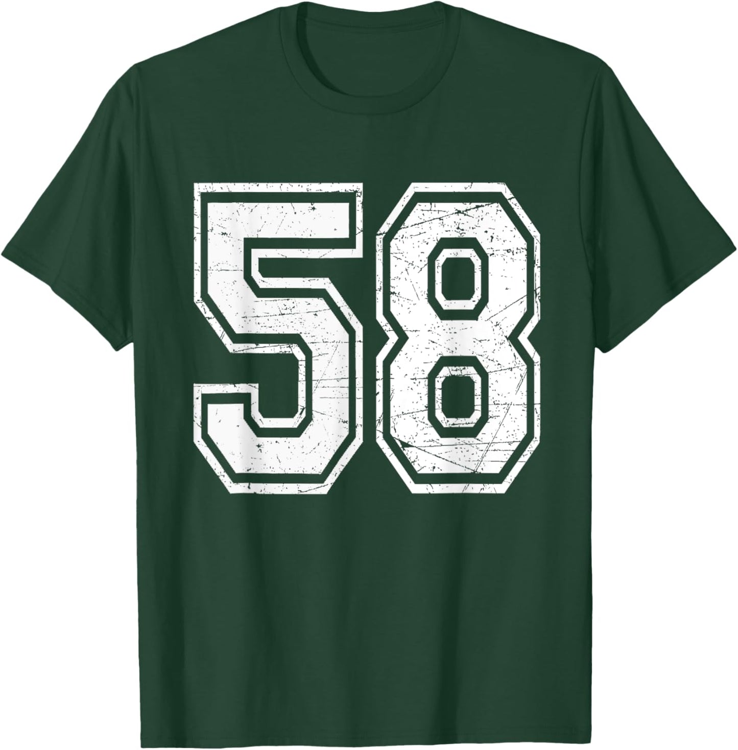 Number 58 Varsity Sports Team Jersey 58th Birthday T-Shirt - T-Shirt | Forest