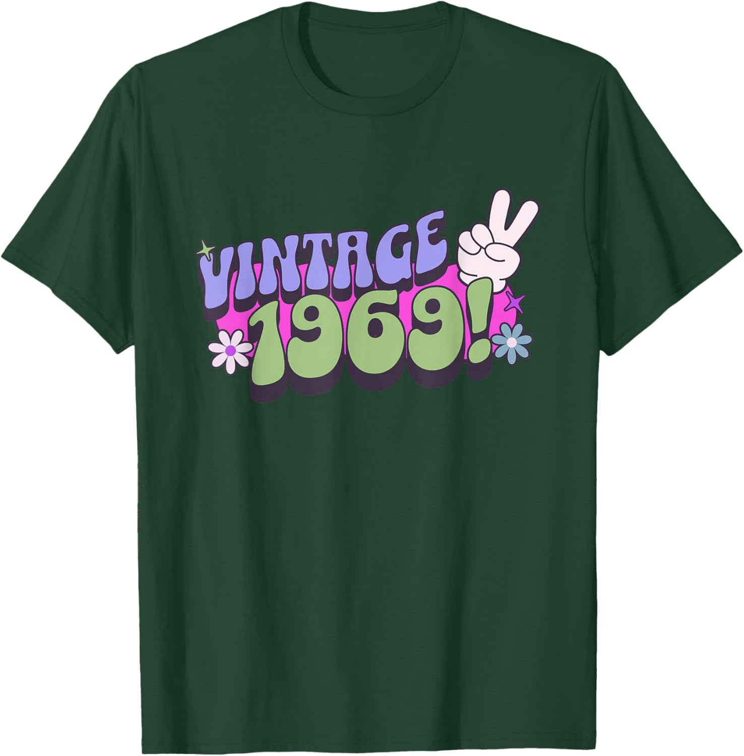 Groovy 1969 Birthday, Retro Vintage Old Hippie Hippy Style T-Shirt - T-Shirt | Forest