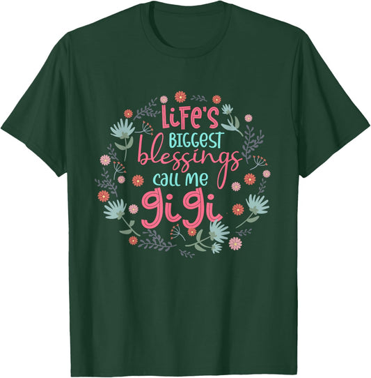 Life's Biggest Blessings Call Me Gigi Funny New Grandma T-Shirt - T-Shirt | Forest