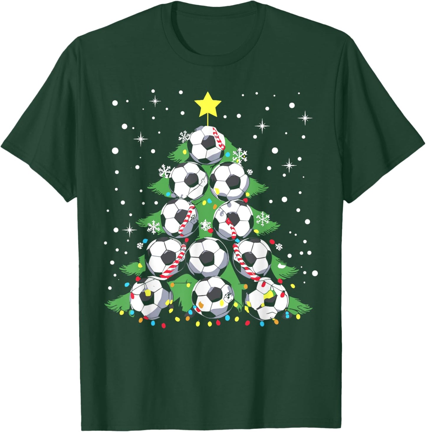 Funny Soccer Player Xmas Lights Soccer Christmas Tree T-Shirt - T-Shirt | Forest