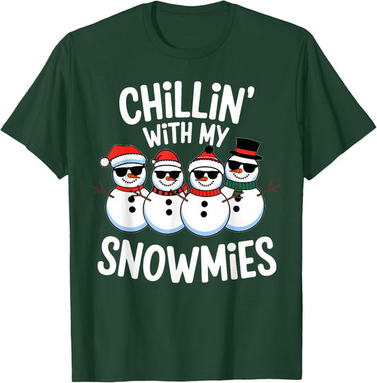 Chillin With My Snowmies Funny Snowman Christmas Kids Boys T-Shirt - T-Shirt | Forest
