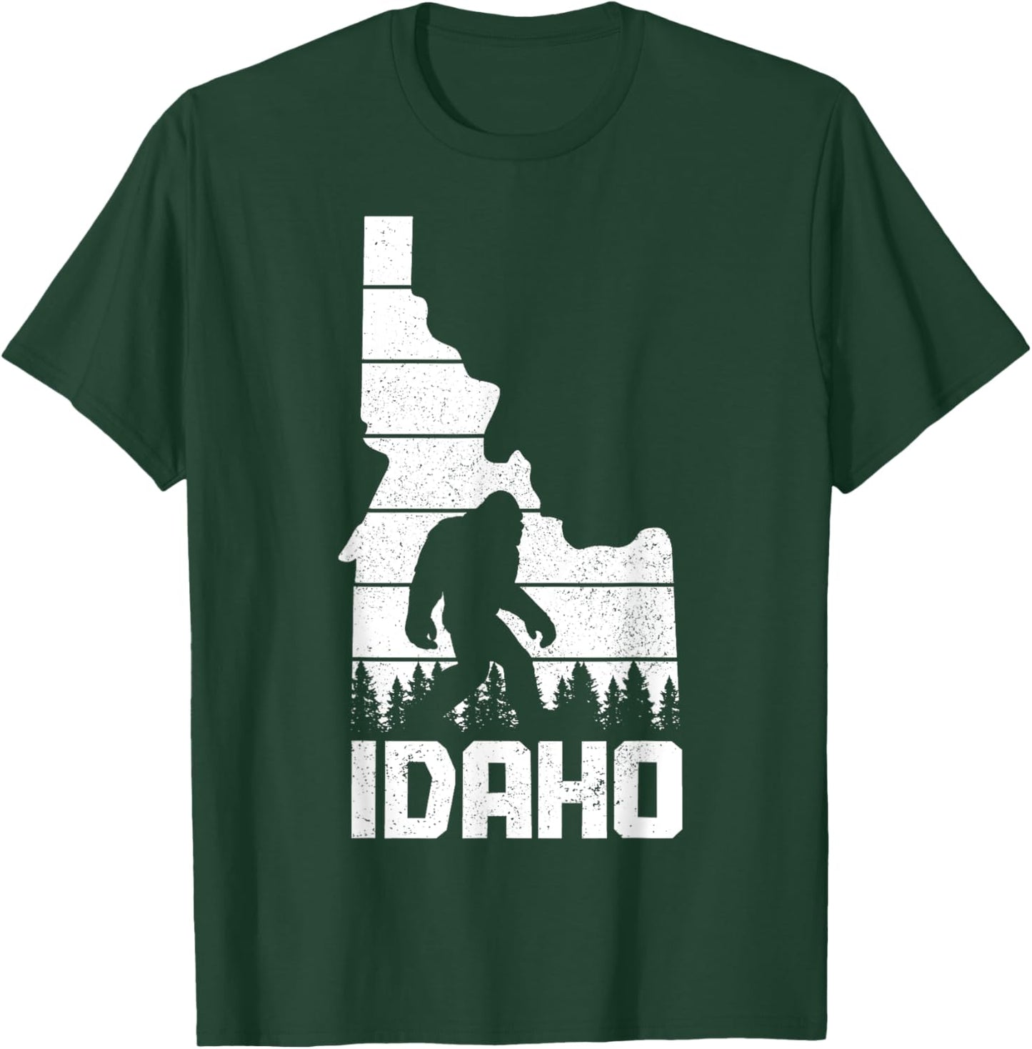 Idaho Bigfoot State Map Hunting Hunter Funny Pride Vintage T-Shirt - T-Shirt | Forest