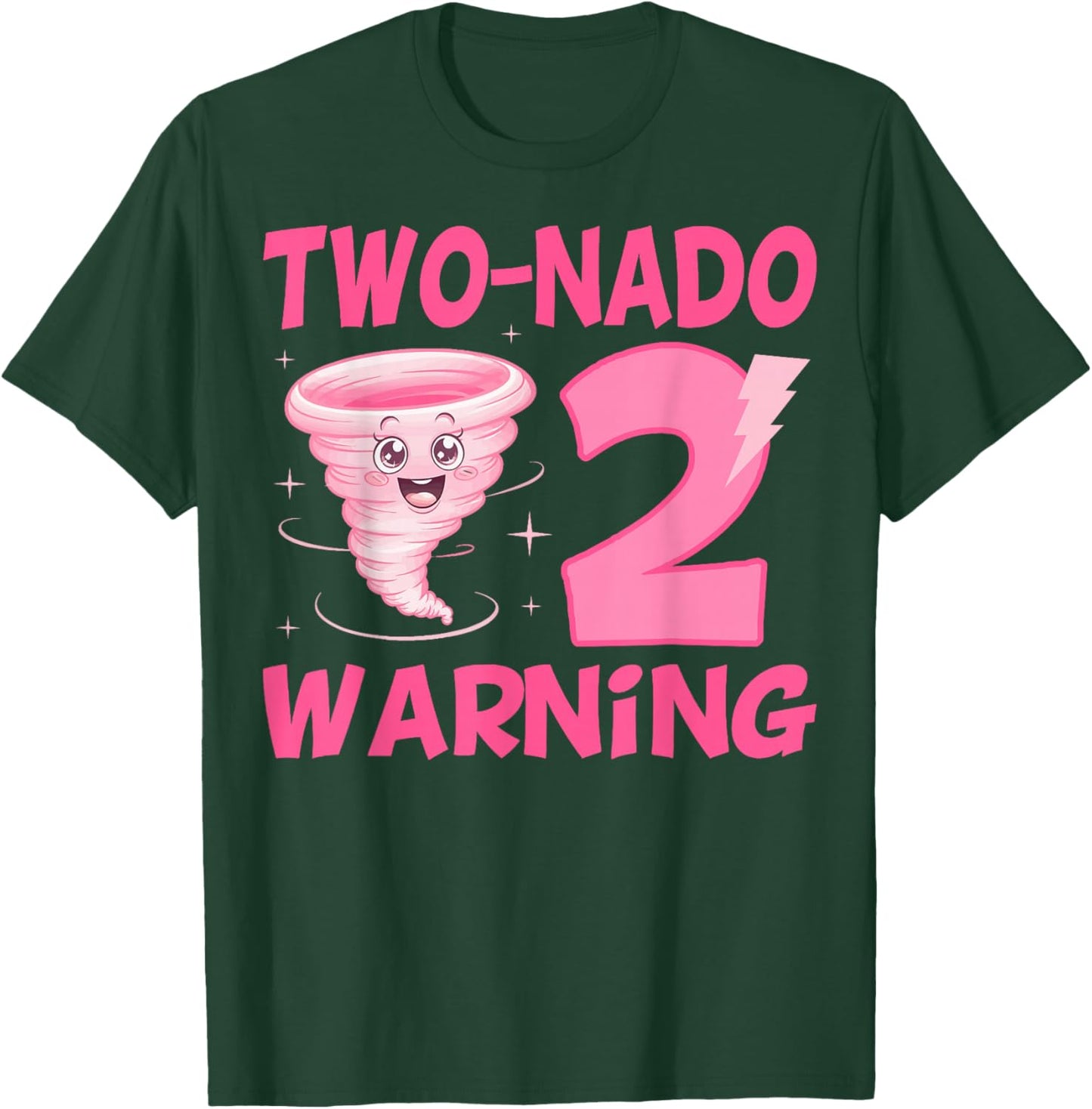 Kids Two-nado Warning 2nd Birthday Pink Tornado Birthday T-Shirt - T-Shirt | Forest