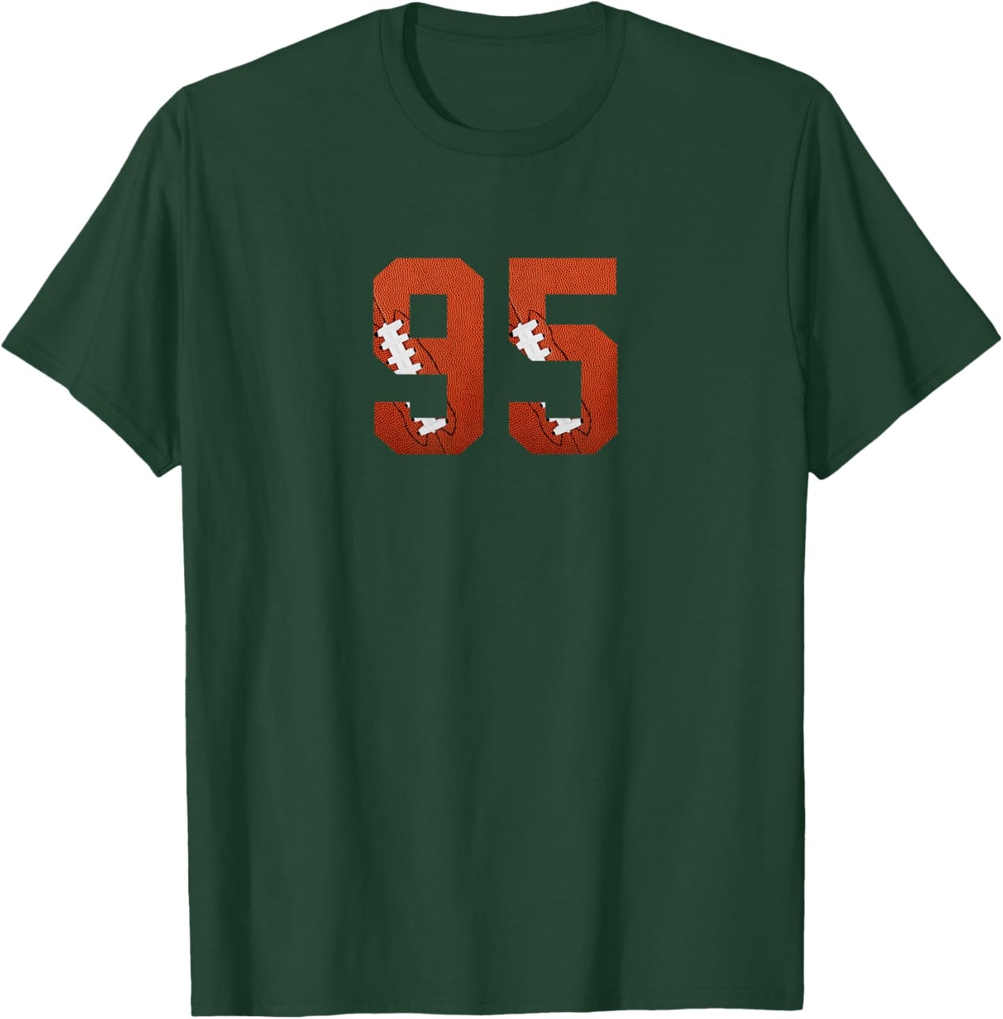 Number 95 - Minimalist American Football Jersey Numbered T-Shirt - T-Shirt | Forest