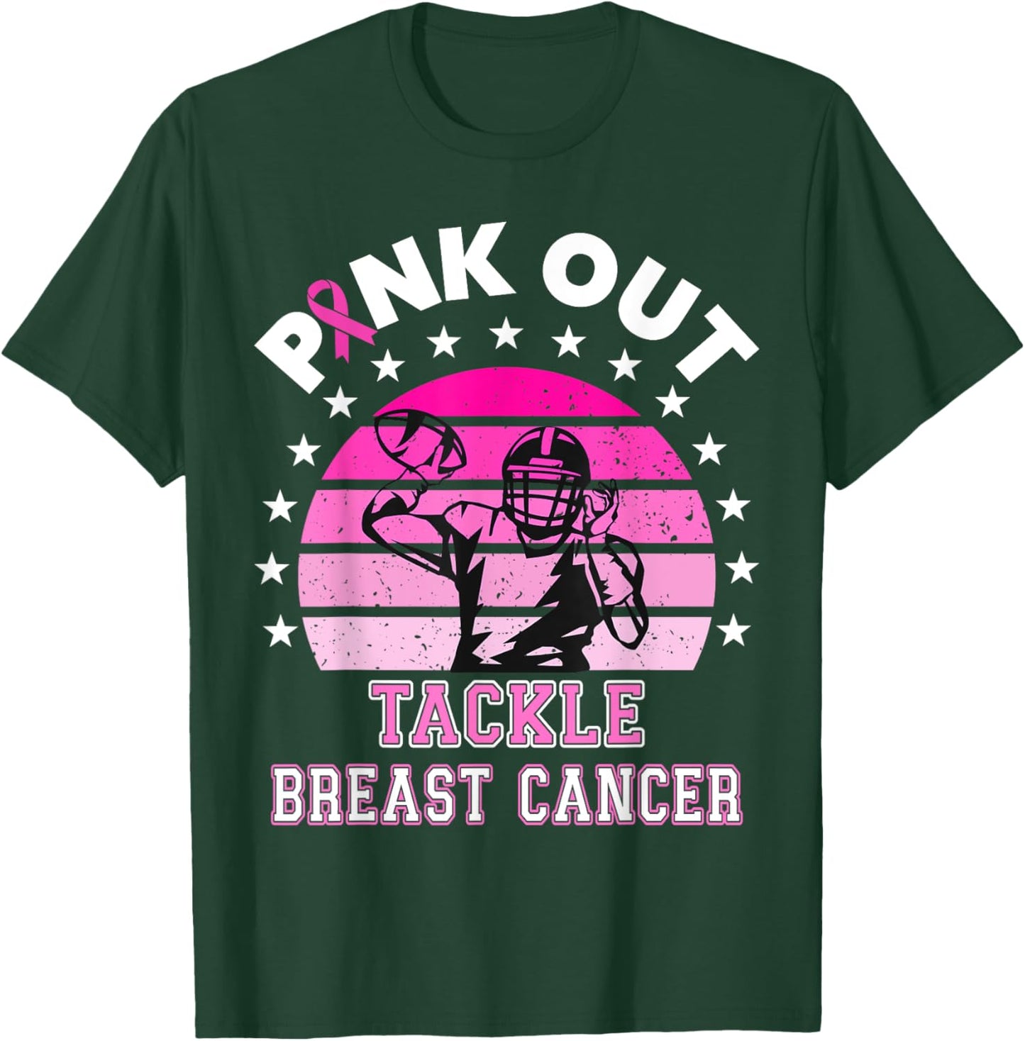 Pink Out Tackle Breast Cancer Awareness American Football T-Shirt - T-Shirt | Forest