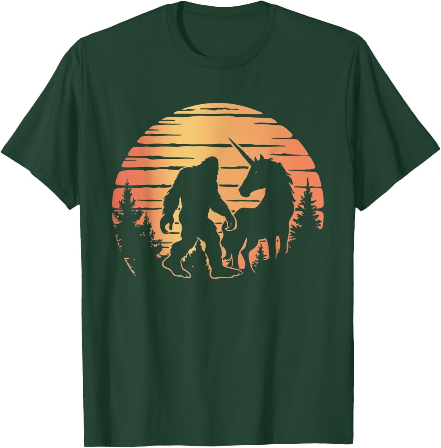 Bigfoot And Unicorn Women And Kids! Retro Sasquatch T-Shirt - T-Shirt | Forest