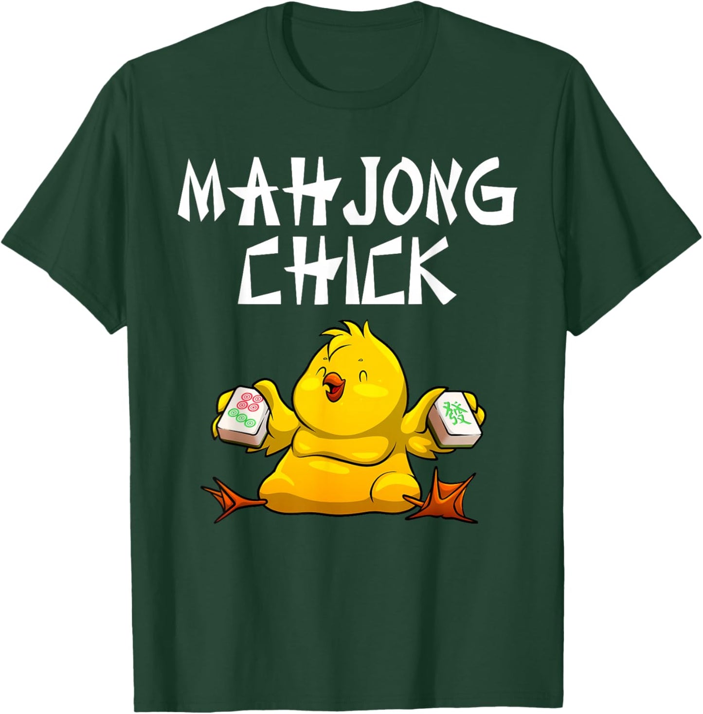 Funny Mahjong Chick Design Girls Mahjong Player T-Shirt - T-Shirt | Forest