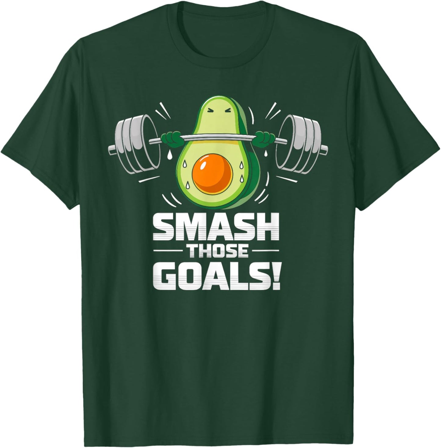 Smash Those Goals Cute Avocado Lifting Gym T-Shirt - T-Shirt | Forest