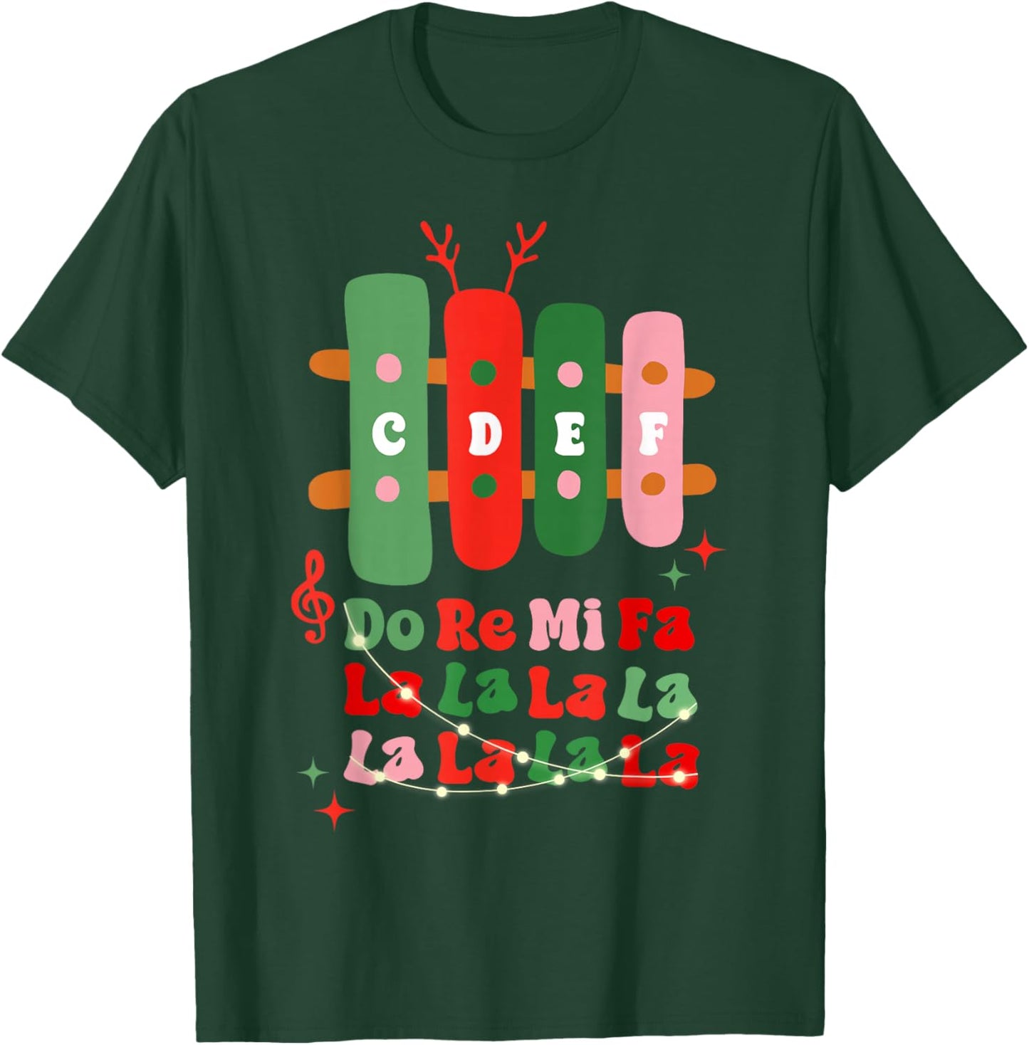 Groovy CDEF Do Re Mi Fa La La La La Music Teacher Christmas T-Shirt - T-Shirt | Forest
