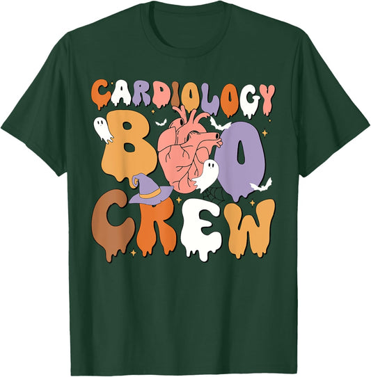 Retro Cardiology Boo Crew CVICU Cardiac Nurse Halloween T-Shirt - T-Shirt | Forest