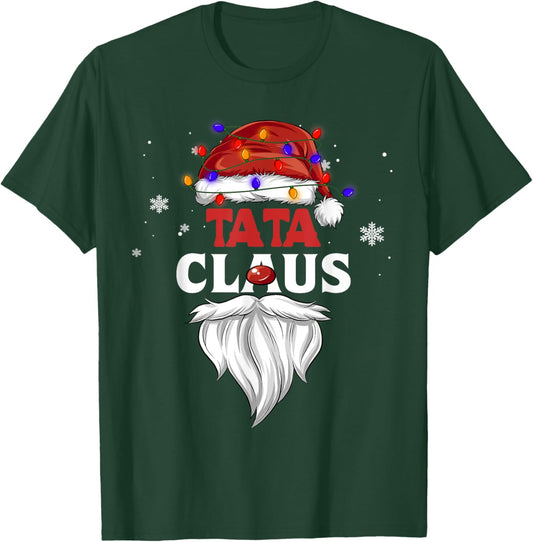 Tata Claus Christmas Lights Pajama Family Matching Party T-Shirt - T-Shirt | Forest