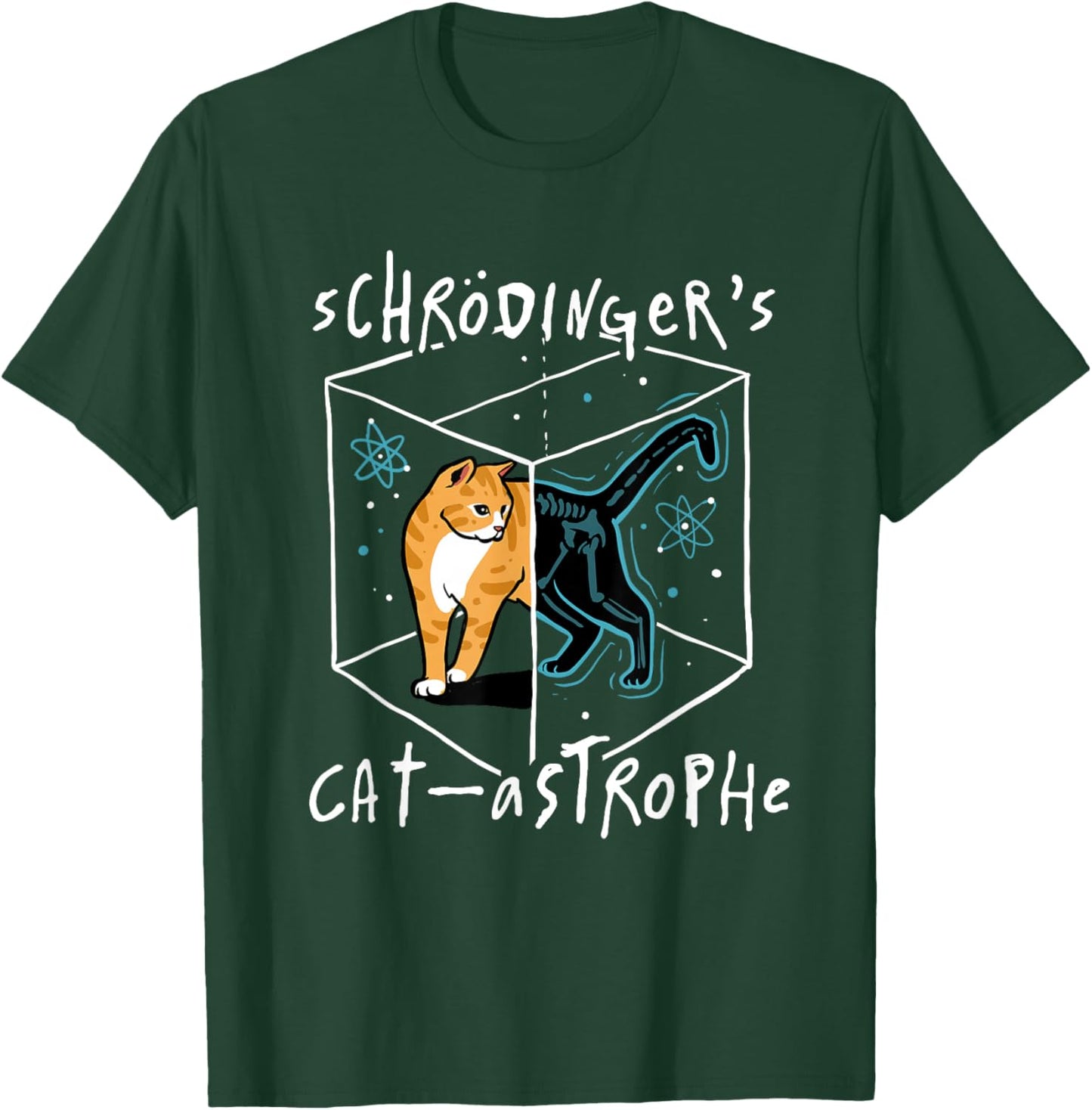 Schrödinger's Cat-astrophe Funny Science Cat T-Shirt - T-Shirt | Forest